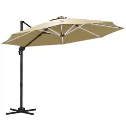 Tesco Outsunny 3(m) Solar LED Cantilever Parasol Adjustable Garden Umbrella offer