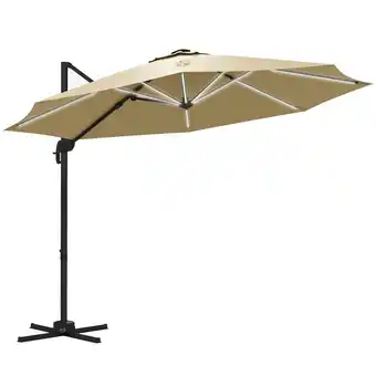 Tesco Outsunny 3(m) Solar LED Cantilever Parasol Adjustable Garden Umbrella offer