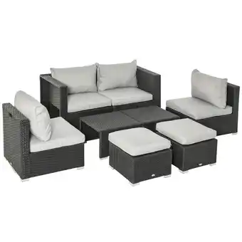 Tesco Outsunny 8pc Outdoor Patio Furniture Set Wicker Rattan Sofa Chair offer