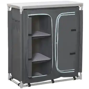 Tesco Outsunny Outdoor Aluminum 3-shelf Camping Cupboard Kitchen Station offer