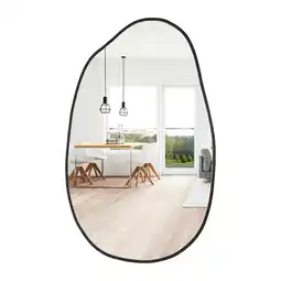 Tesco Living and Home Irregular Metal Framed Wall Mirror - 51cm x 85cm - Black offer