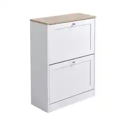 Tesco Living and Home Wooden Flip-Down Shoe Cabinet with 2 Drawers offer