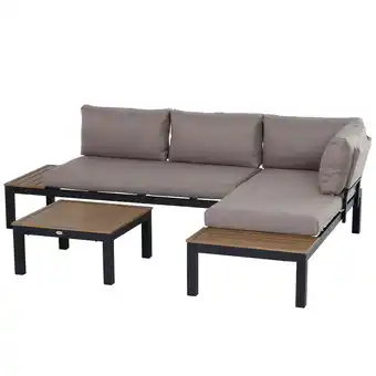 Tesco Outsunny 3pcs Garden Sectional Sofa Side Table Furniture Set offer