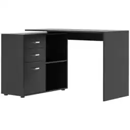 Tesco HOMCOM Computer Desk Table Workstation L Shape File Cabinet Black offer