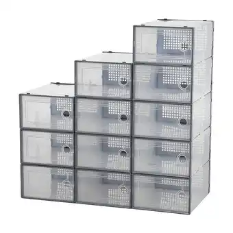 Tesco Living and Home 12x Stackable Shoe Storage Box Organiser - Grey offer