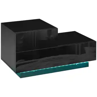 Tesco HOMCOM High Gloss Front Bedside Table Nightstand with LED Light Remote offer