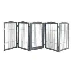 Tesco Living and Home Grey 5-Panel Wooden Folding Pet Playpen offer