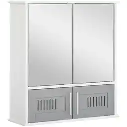 Tesco kleankin Bathroom Mirror Cabinet Wall Mount Double Doors, Grey offer