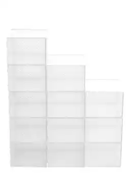 Tesco Living and Home 12 Pack Foldable Plastic Shoe Storage Boxes- 33.5cm W x 26cm D x 16.5cm H offer