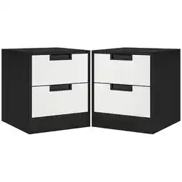 Tesco HOMCOM 2 Drawer Bedside Tables Set of 2 with Storage Nightstands offer