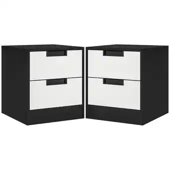 Tesco HOMCOM 2 Drawer Bedside Tables Set of 2 with Storage Nightstands offer