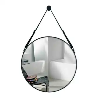 Tesco Living and Home Retro Round Hanging Mirror with Adjustable Leather Strap - 60 cm offer