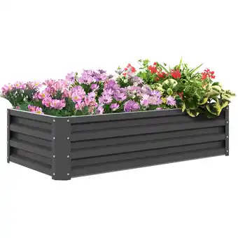 Tesco Outsunny Raised Garden Bed Elevated Planter Box for Flowers Light Grey offer