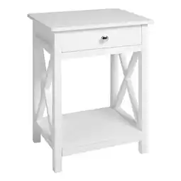 Tesco Living and Home 1-Drawer Wooden Bedside Table - White offer