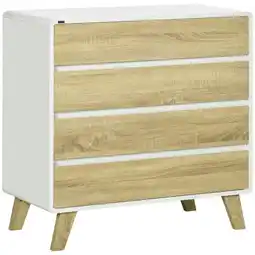 Tesco HOMCOM Chest of Drawers, 4 Drawer Storage Cabinet Organiser offer