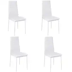 Tesco Living and Home Set of 4 Faux Leather High Back Dining Chairs - White offer