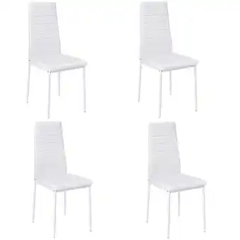 Tesco Living and Home Set of 4 Faux Leather High Back Dining Chairs - White offer