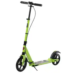 Tesco HOMCOM Kick Scooter Fold Adjust 14+ w/ Dual Brake System Green offer