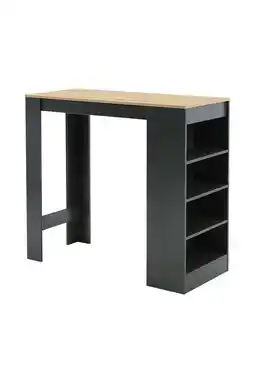 Tesco Living and Home Wooden Bar Table with Open Shelves - Black offer