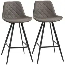 Tesco HOMCOM Set Of 2 Bar Stool Vintage Microfiber Cloth Tub Seat, Dark Grey offer