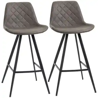 Tesco HOMCOM Set Of 2 Bar Stool Vintage Microfiber Cloth Tub Seat, Dark Grey offer