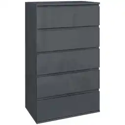 Tesco HOMCOM Bedroom Chest of Drawers, High Gloss 5 Drawers Dresser offer