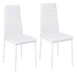 Tesco Living and Home Set of 2 Faux Leather High Back Dining Chairs - White offer