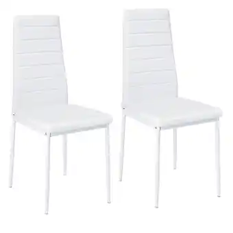 Tesco Living and Home Set of 2 Faux Leather High Back Dining Chairs - White offer