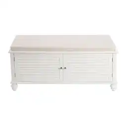 Tesco Living and Home Wooden Shutter Door Shoe Cabinet with Linen Cushion Bench offer