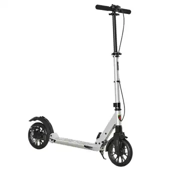 Tesco HOMCOM Kick Scooter Fold Adjust 14+ w/ Rear Wheel&Hand Brake Silver offer