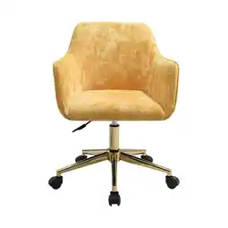 Tesco Living and Home Velvet Upholstered Swivel Task Chair with Gold Base for Home Office - Yellow offer