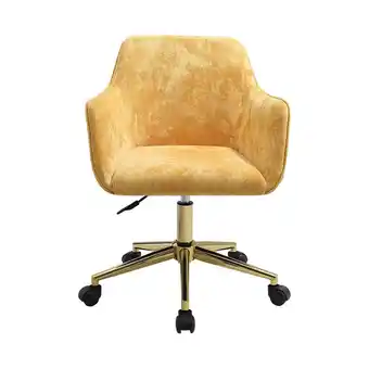 Tesco Living and Home Velvet Upholstered Swivel Task Chair with Gold Base for Home Office - Yellow offer