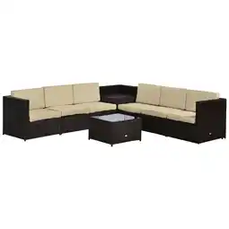 Tesco Outsunny 8Pcs Patio Rattan Sofa Set Garden Furniture Side Table offer