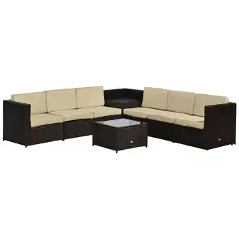 Tesco Outsunny 8Pcs Patio Rattan Sofa Set Garden Furniture Side Table offer