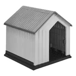 Tesco Living and Home Waterproof Plastic Dog House with Door - Grey&White（27.5cm x 43.5cm） offer