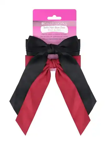 Tesco Brushworks Satin Hair Bow Duo – Red & Black offer