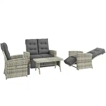 Tesco Outsunny 4 Piece Rattan Garden Furniture Set with Sofa Glass Table offer