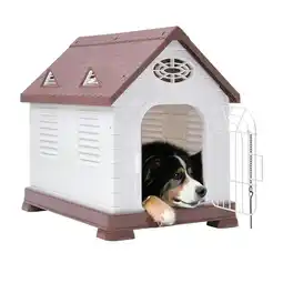 Tesco Living and Home Elevated Plastic Dog House with Wire Door - Brown offer