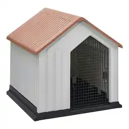 Tesco Living and Home Waterproof Plastic Dog House with Door - Orange&White（27.5cm x 43.5cm） offer