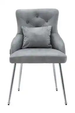 Tesco Living and Home Velvet Tufted Dining Chair with Cushion - Grey offer