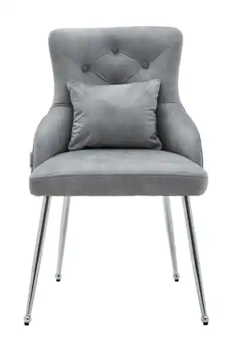 Tesco Living and Home Velvet Tufted Dining Chair with Cushion - Grey offer