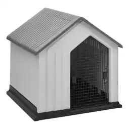 Tesco Living and Home Waterproof Plastic Dog House with Door - Grey&White（44cm x 71cm） offer