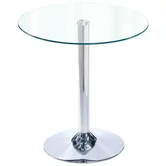 Tesco Living and Home Small Round Clear Glass Top Dining Table with Pedestal Base offer