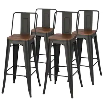 Tesco Living and Home 4-piece Metal Frame High Chair Bar Stool - Walnut offer