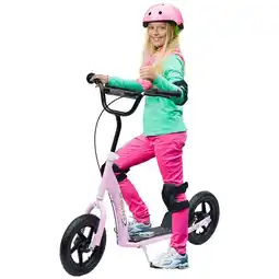 Tesco HOMCOM Push Scooter Teen Kids Stunt Bike Ride On with 12 EVA Tyres, Pink offer