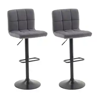 Tesco Living and Home 2-Piece Velvet Bar Stools Adjustable Height - Grey offer