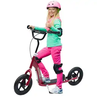 Tesco HOMCOM Push Scooter Teen Kids Stunt Bike Ride On with 12 EVA Tyres, Red offer