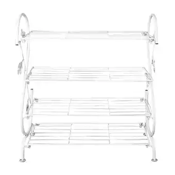 Tesco Living and Home 4 Tier Metal Shoe Rack- White offer