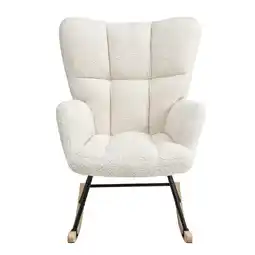 Tesco Living and Home Tufted Fabric Upholstered Rocking Chair - White offer