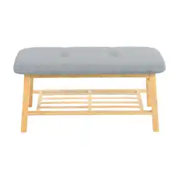 Tesco Living and Home Bamboo Shoe Bench with Upholstery for Entryway offer